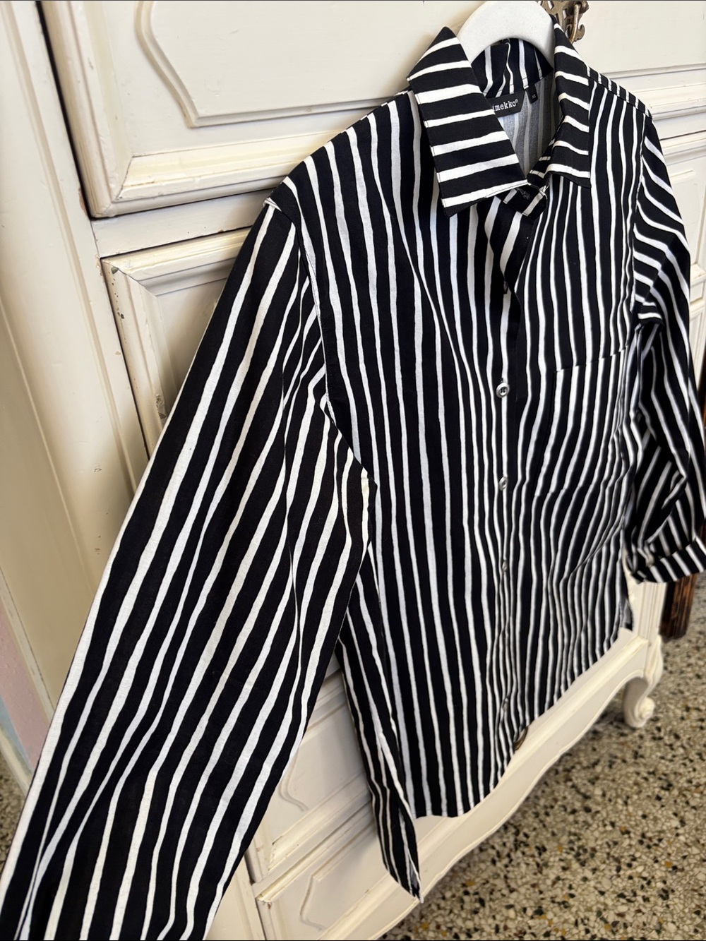 Marimekko Black and White Striped Cotton Button Down - Picture 3 of 5